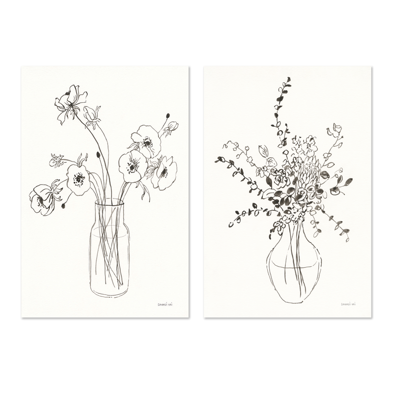 wall-art-print-canvas-poster-framed-Sketches of Spring, Style A & Style B, Set Of 2 , By Danhui Nai-GIOIA-WALL-ART