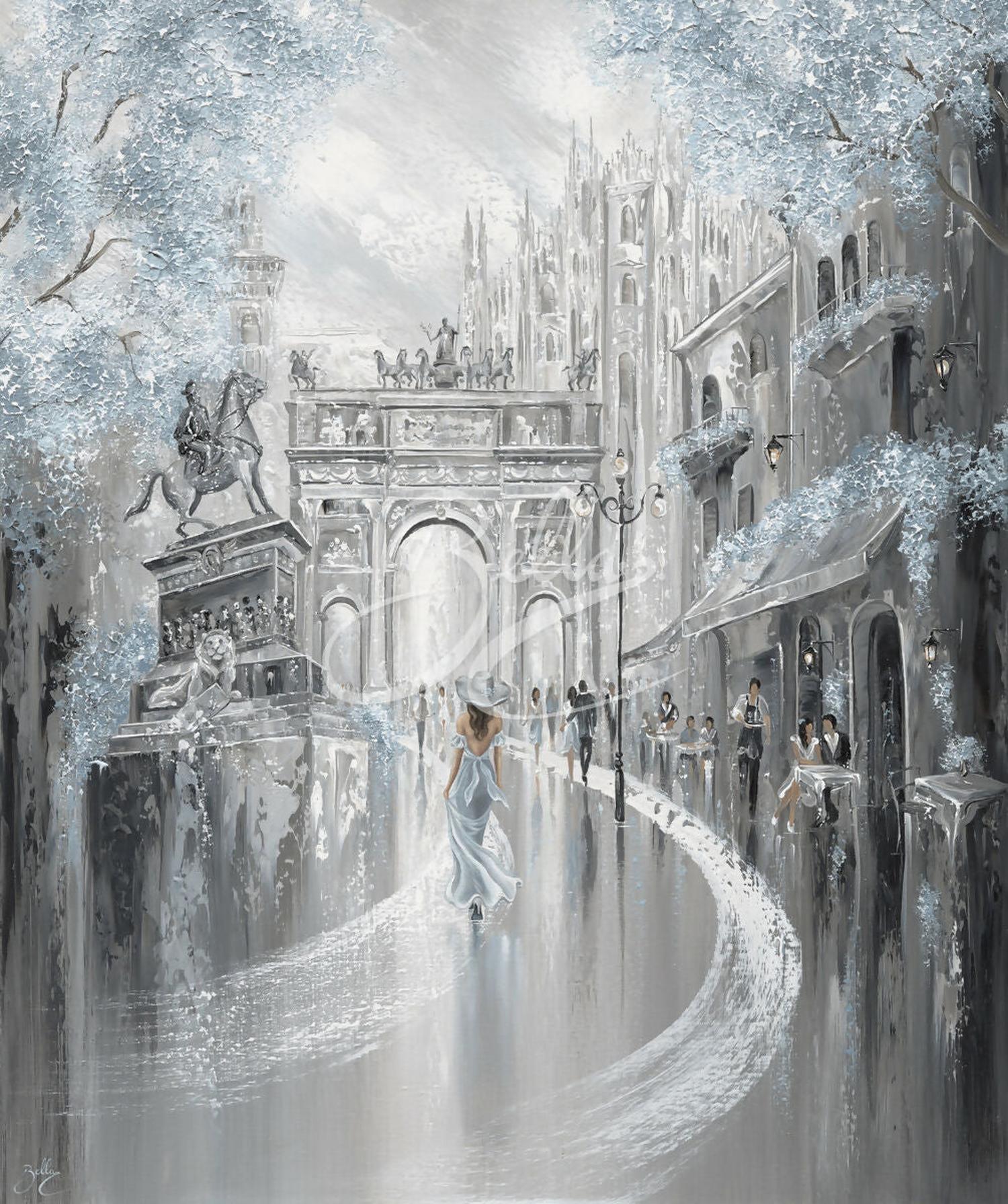 wall-art-print-canvas-poster-framed-Sky Blue Milan, Original Hand-Painted Canvas By Isabella Karolewicz , By Isabella Karolewicz-2