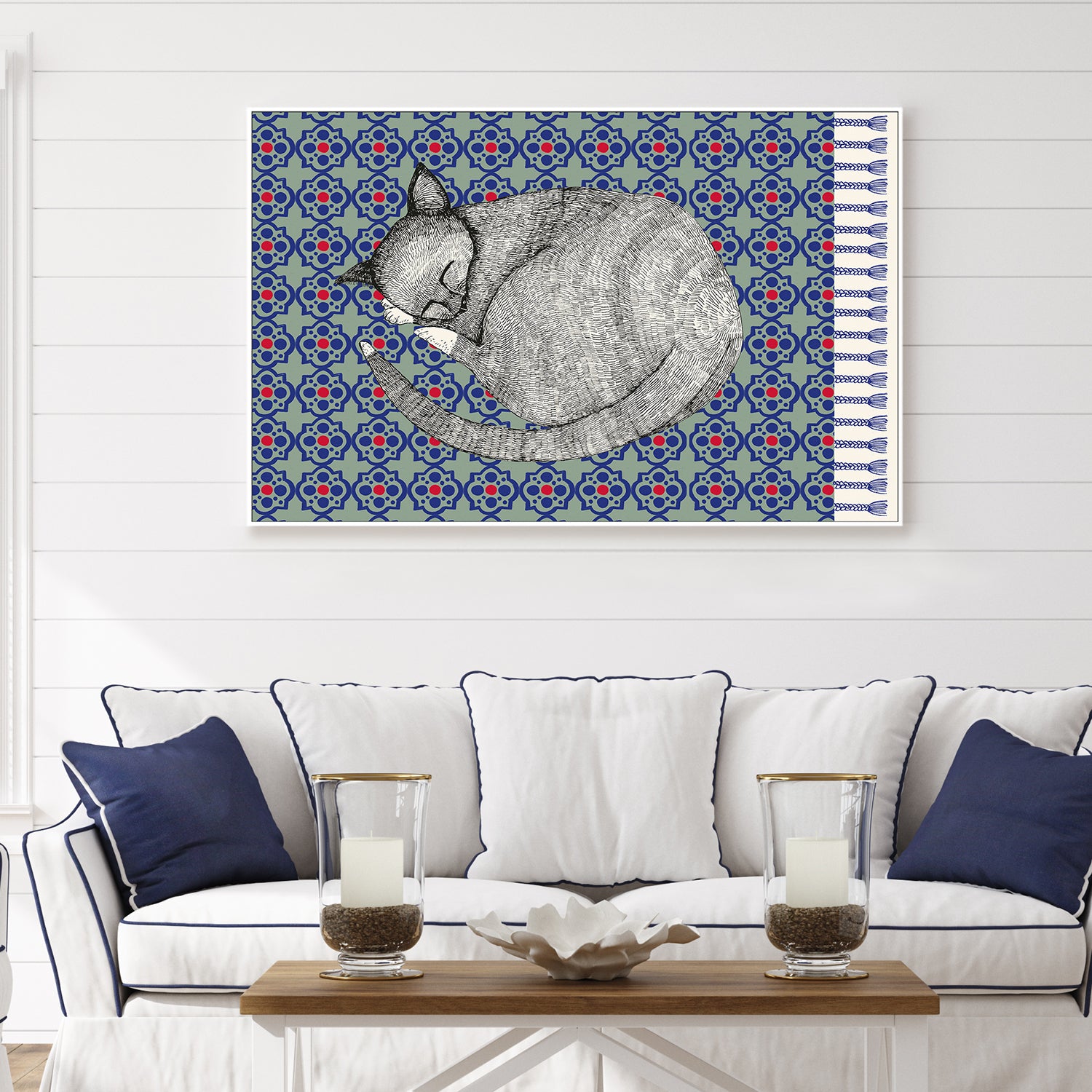 wall-art-print-canvas-poster-framed-Sleeping Cat , Style B-2