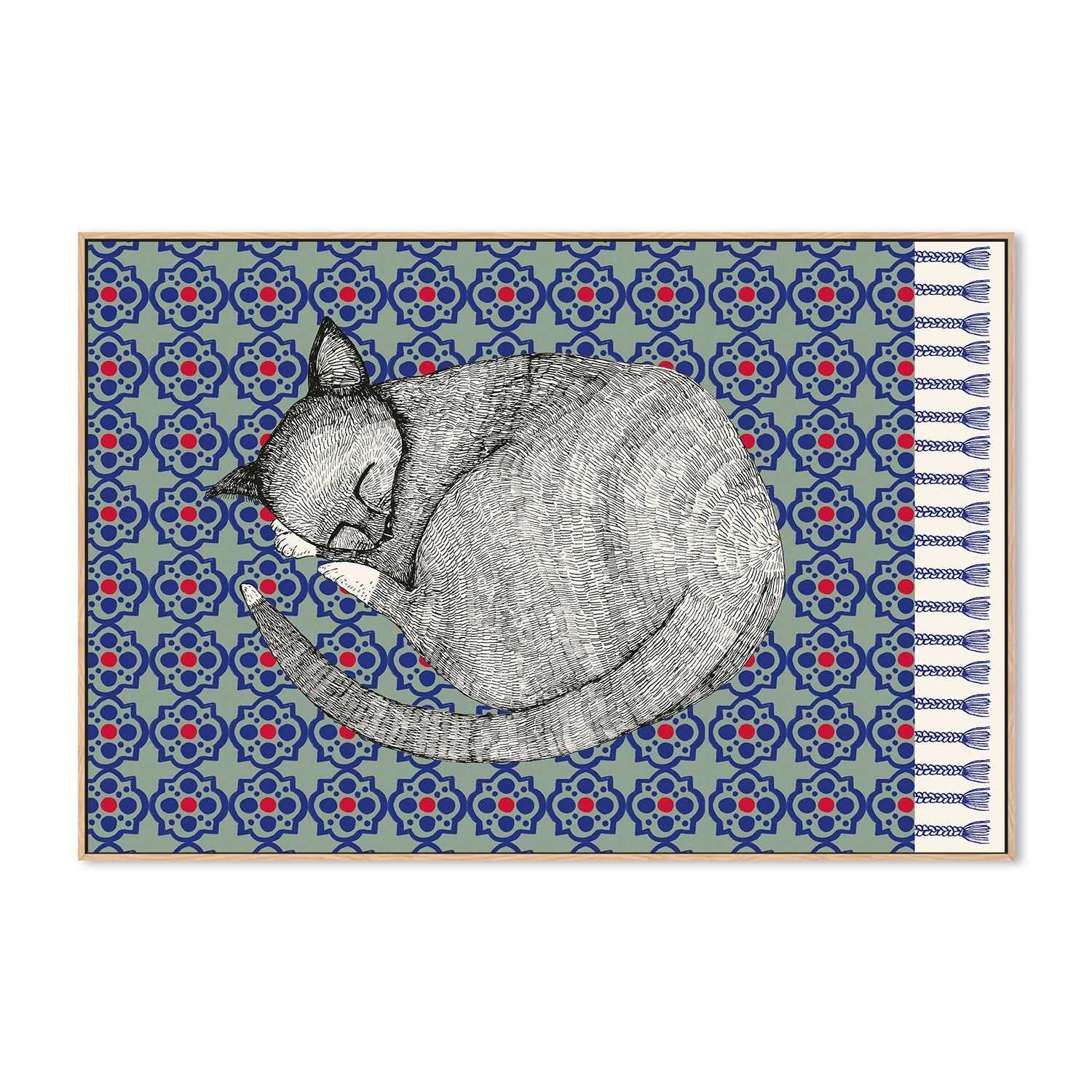 wall-art-print-canvas-poster-framed-Sleeping Cat , Style B-4