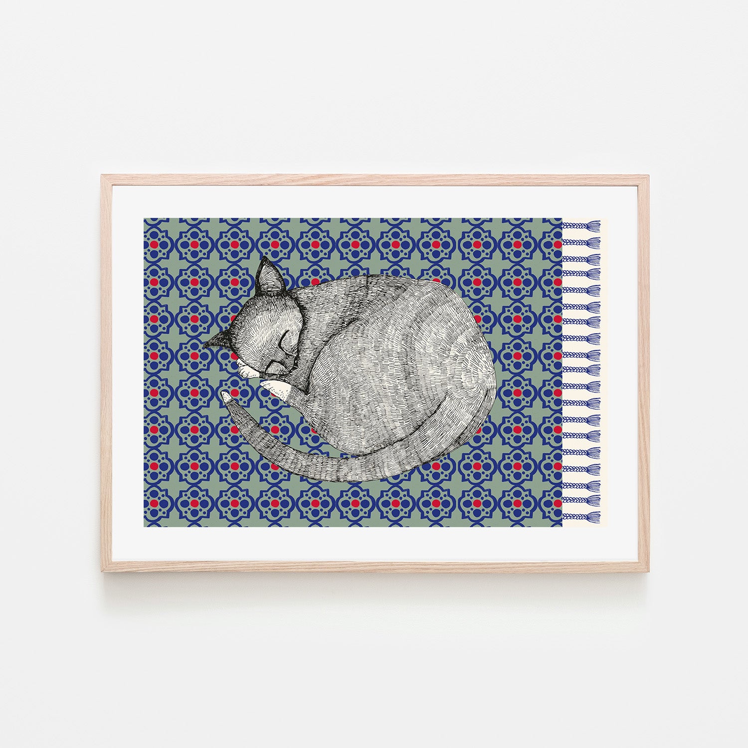 wall-art-print-canvas-poster-framed-Sleeping Cat , Style B-6