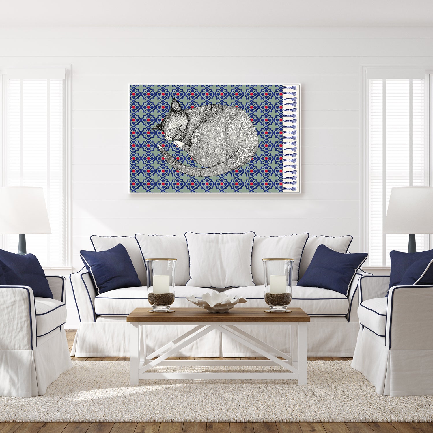 wall-art-print-canvas-poster-framed-Sleeping Cat , Style B-7