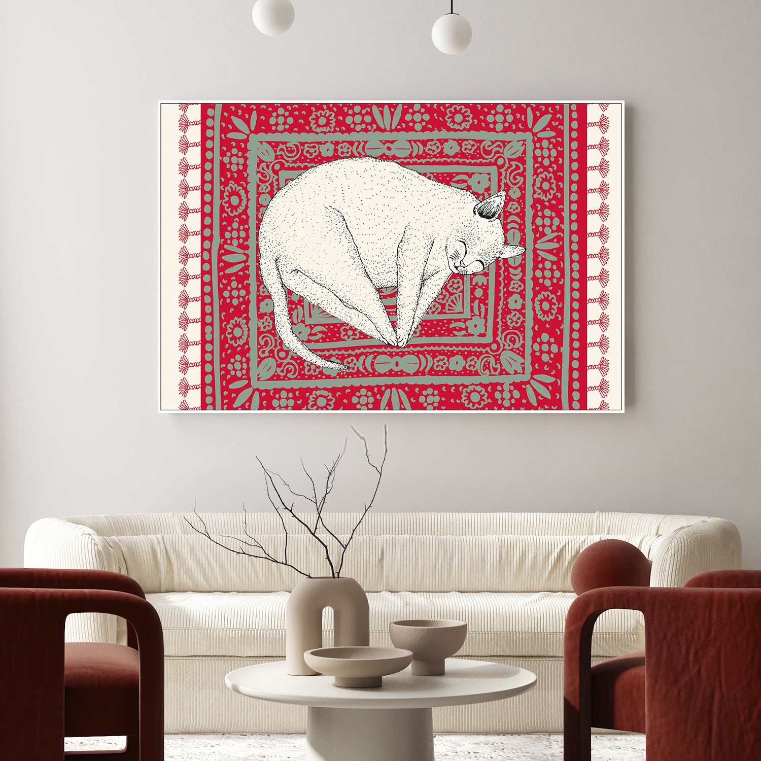 wall-art-print-canvas-poster-framed-Sleeping Cat, Style D-2