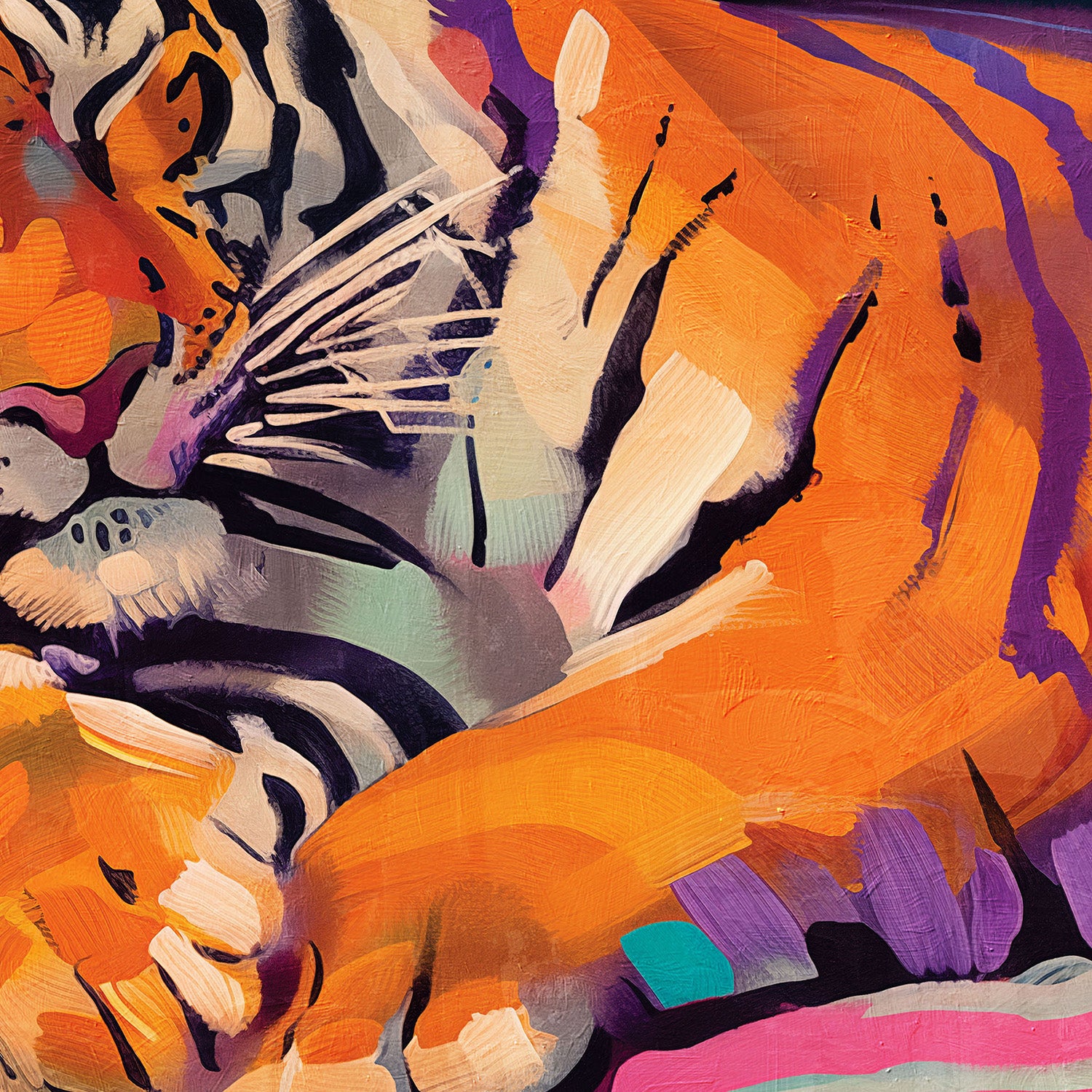 wall-art-print-canvas-poster-framed-Sleeping Tiger, Style A-11