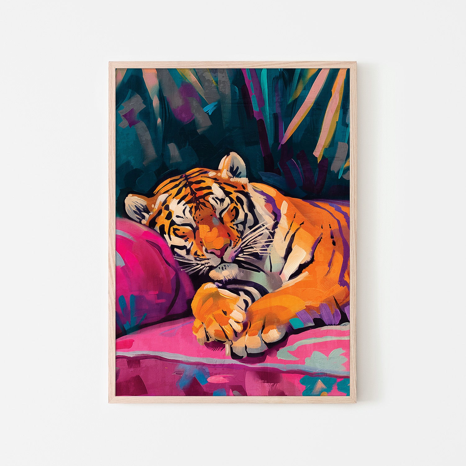 wall-art-print-canvas-poster-framed-Sleeping Tiger, Style A-6