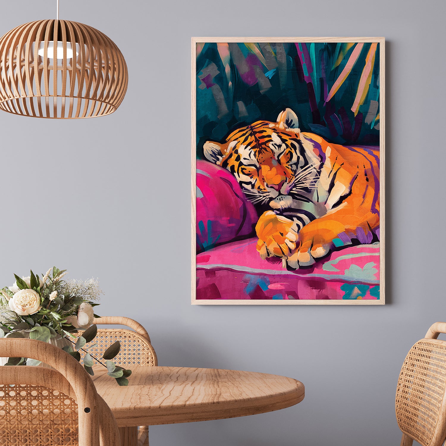 wall-art-print-canvas-poster-framed-Sleeping Tiger, Style A-7