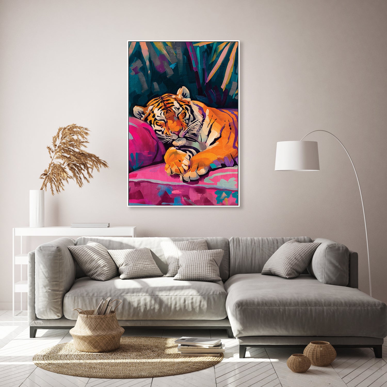 wall-art-print-canvas-poster-framed-Sleeping Tiger, Style A-9