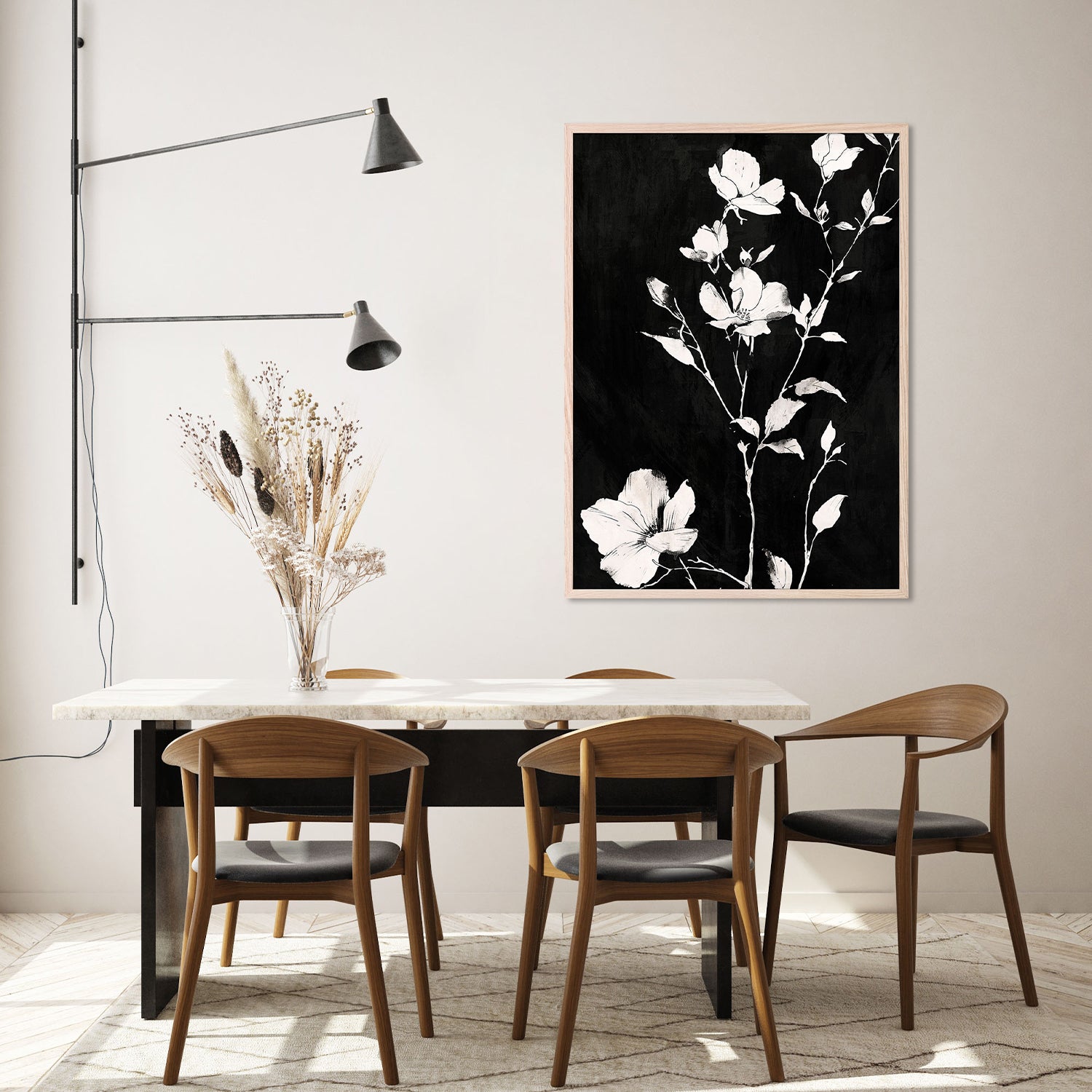 wall-art-print-canvas-poster-framed-Smoky Florals, Style E-8