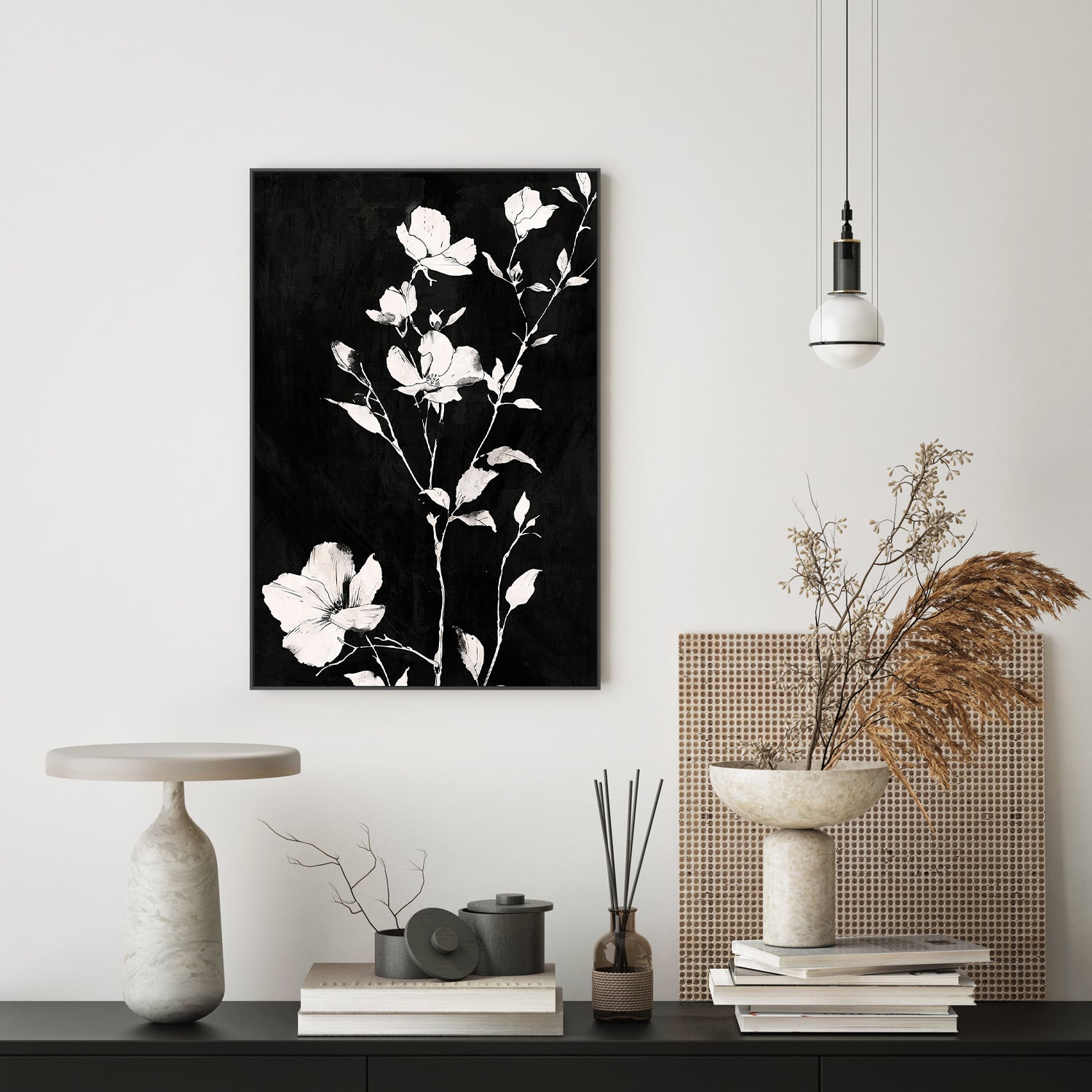 wall-art-print-canvas-poster-framed-Smoky Florals, Style E-9