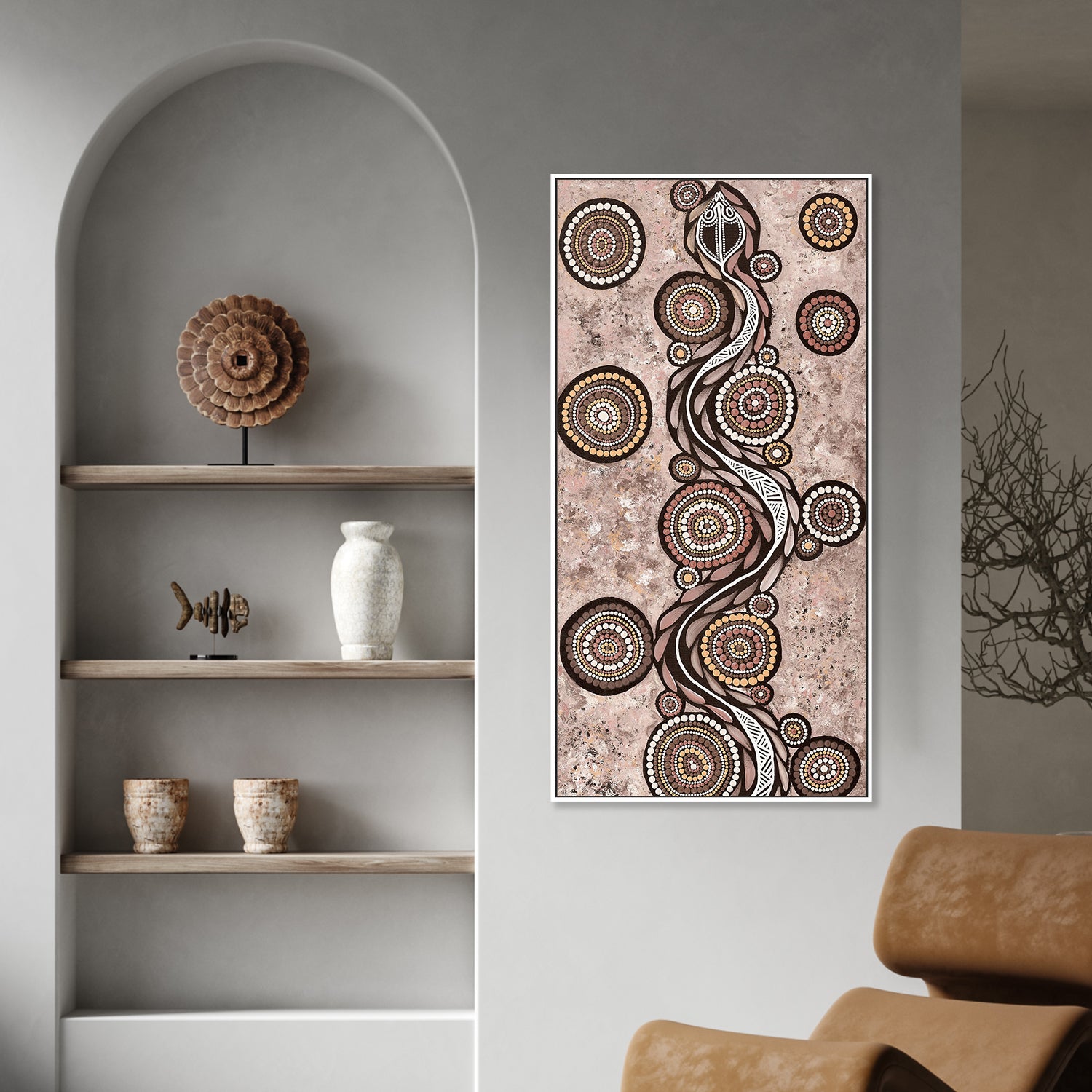 wall-art-print-canvas-poster-framed-Snake On Long Travels, Mocha Tone , By Emma Rigney-2