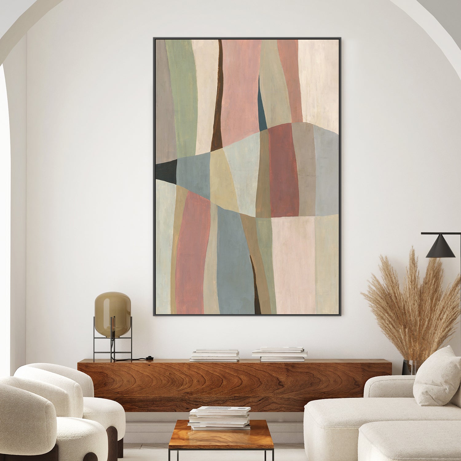 wall-art-print-canvas-poster-framed-Soft Curves in Muted Hues-2