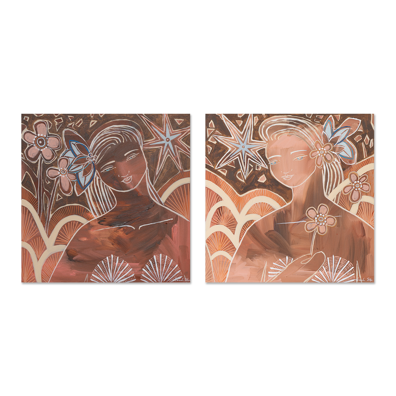 wall-art-print-canvas-poster-framed-Soul Sisters, Style A & B, Rhodanite And Garnet, Set Of 2 , By Amanda Skye-1