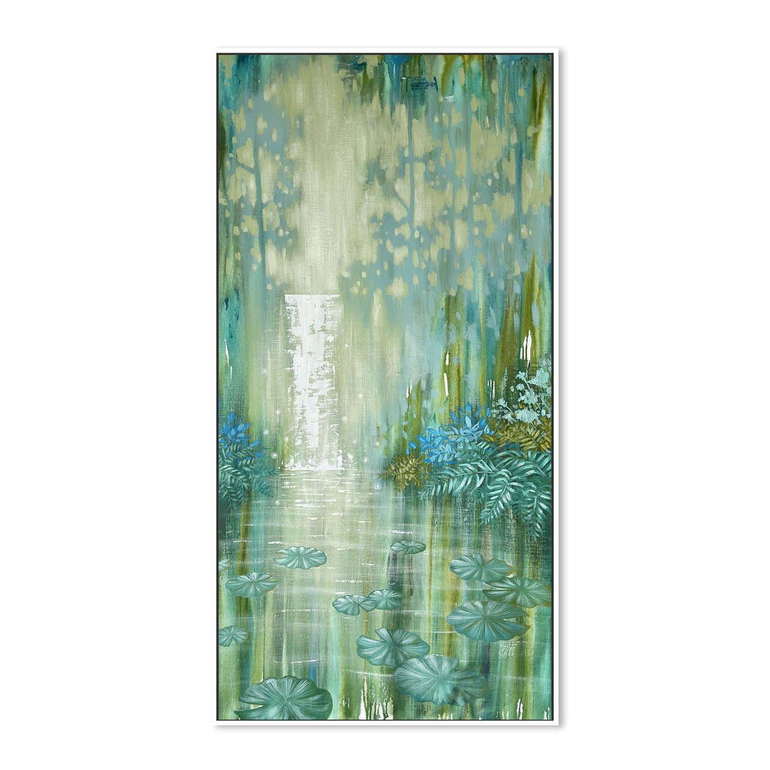 wall-art-print-canvas-poster-framed-Sparkling Waterfall and Pond-5