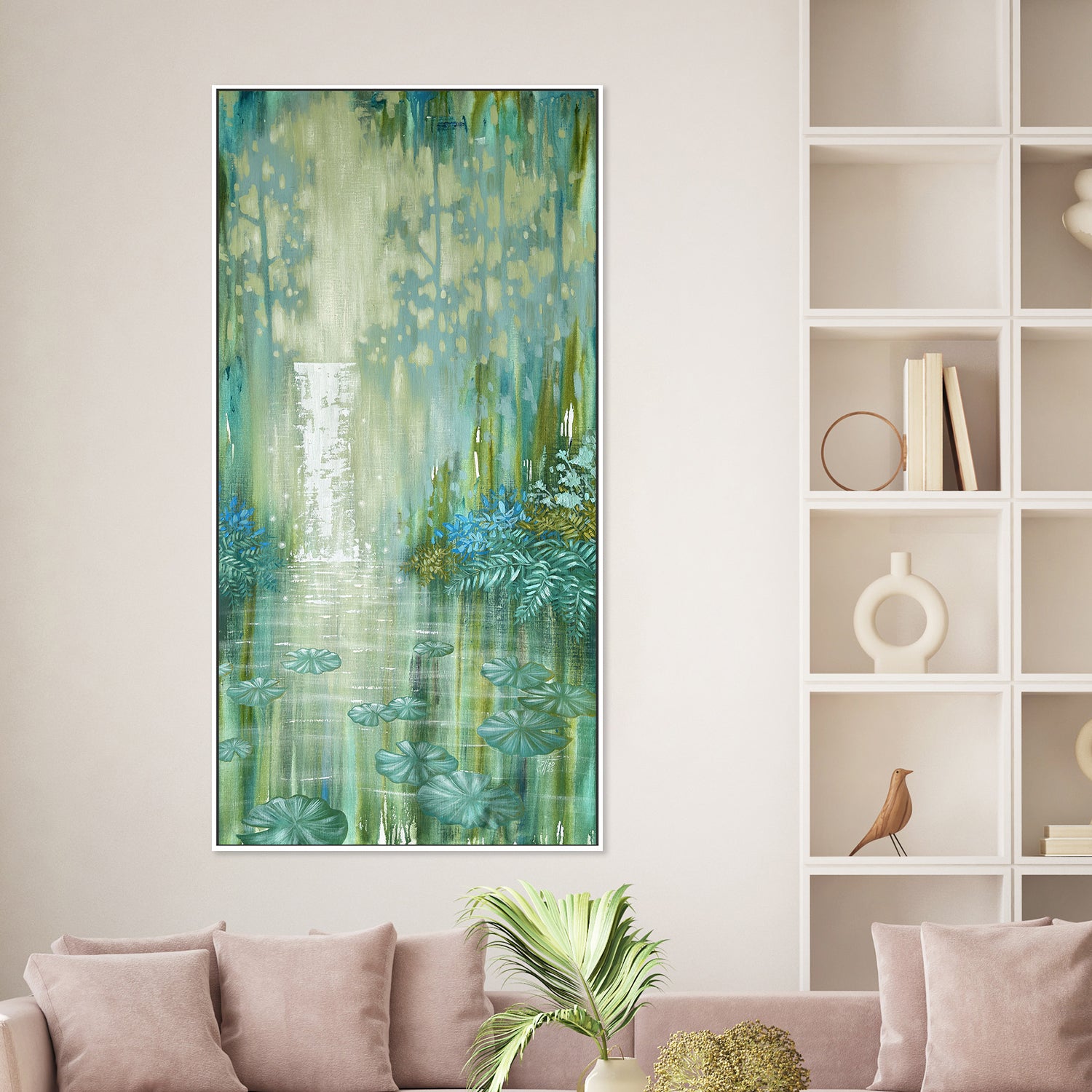 wall-art-print-canvas-poster-framed-Sparkling Waterfall and Pond-7