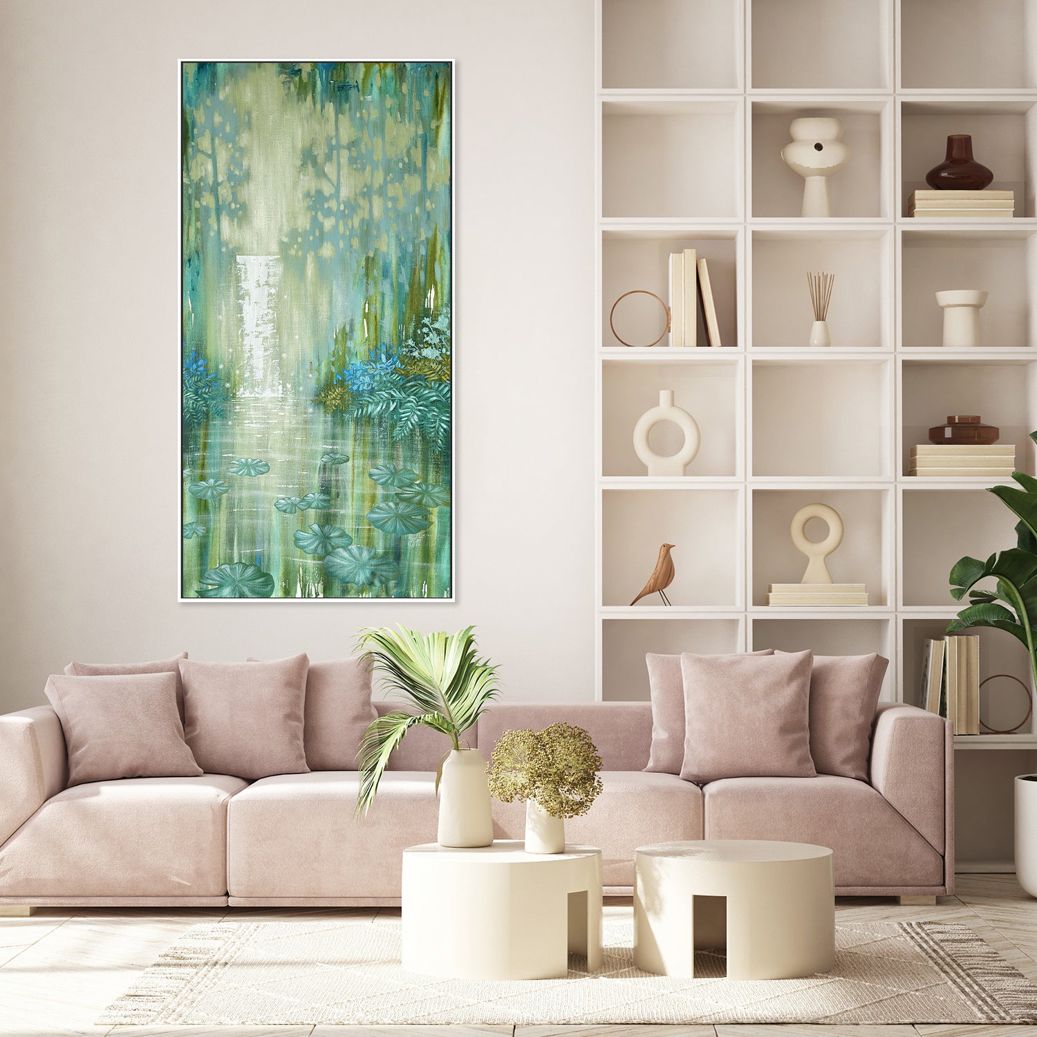 wall-art-print-canvas-poster-framed-Sparkling Waterfall and Pond-8