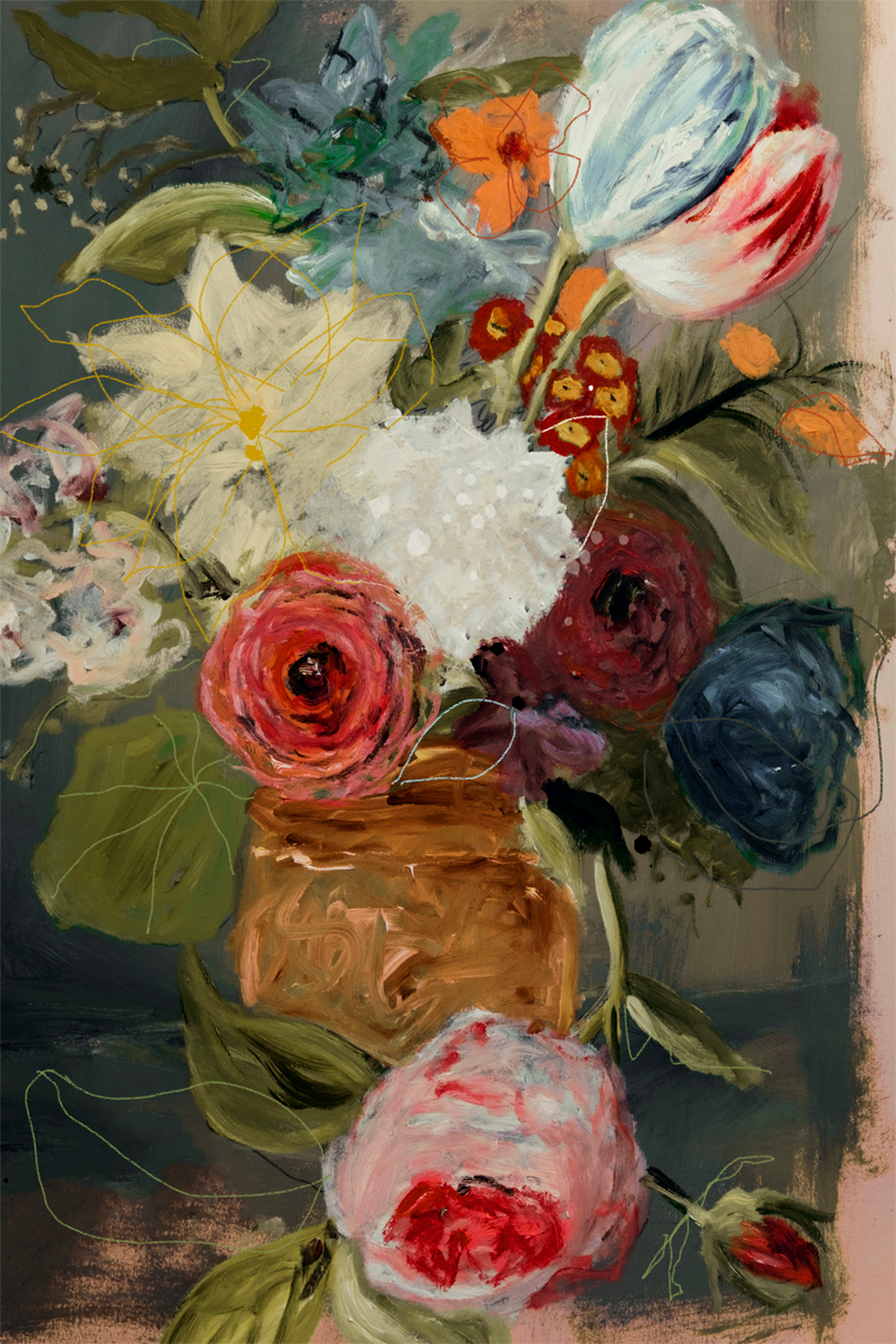 wall-art-print-canvas-poster-framed-Still Life With Flowers , By Leigh Viner-1