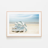 wall-art-print-canvas-poster-framed-Striped Beach Chairs And Umbrellas , By Gilbert Claes-GIOIA-WALL-ART