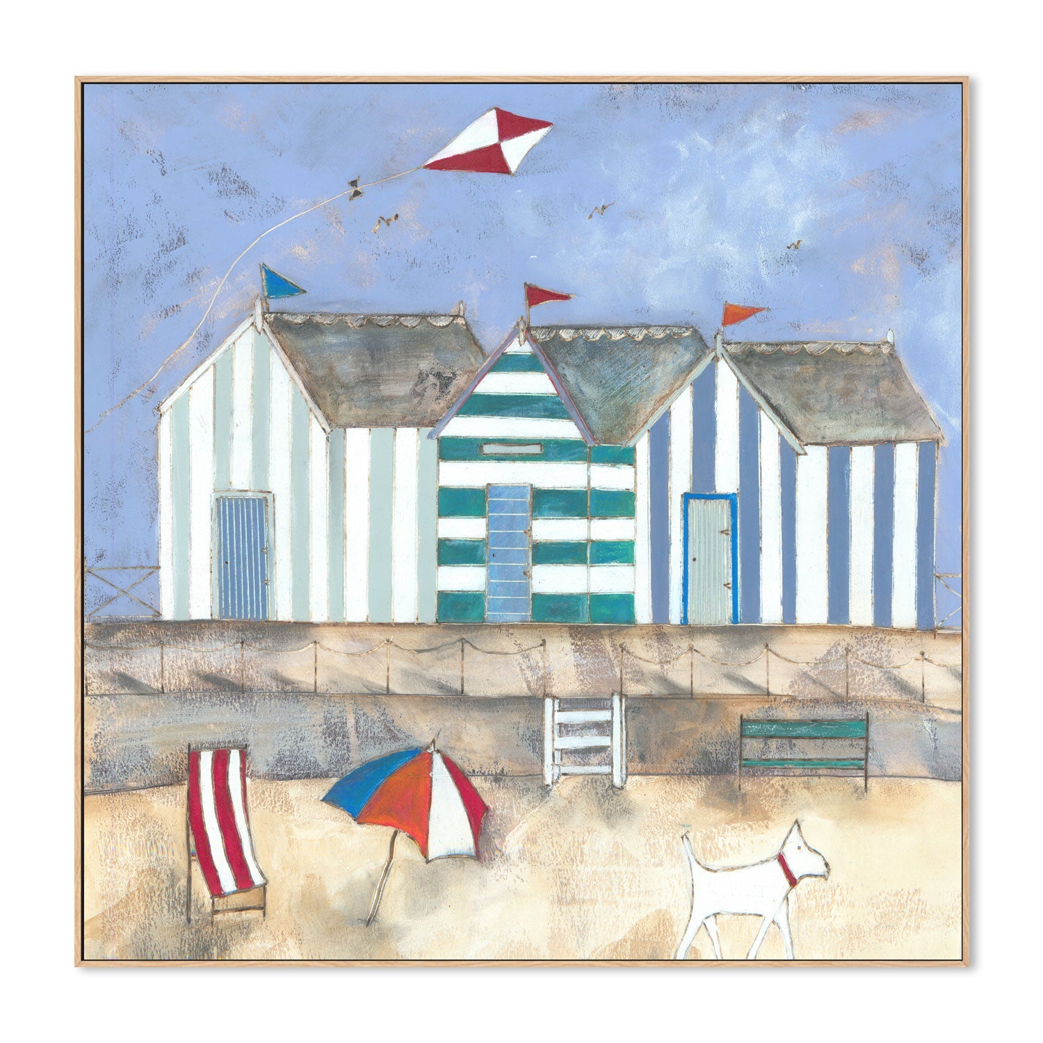wall-art-print-canvas-poster-framed-Striped Beach Huts , By Louise O'Hara-4