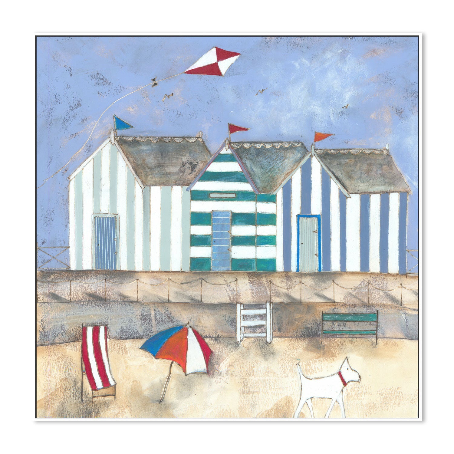 wall-art-print-canvas-poster-framed-Striped Beach Huts , By Louise O'Hara-5