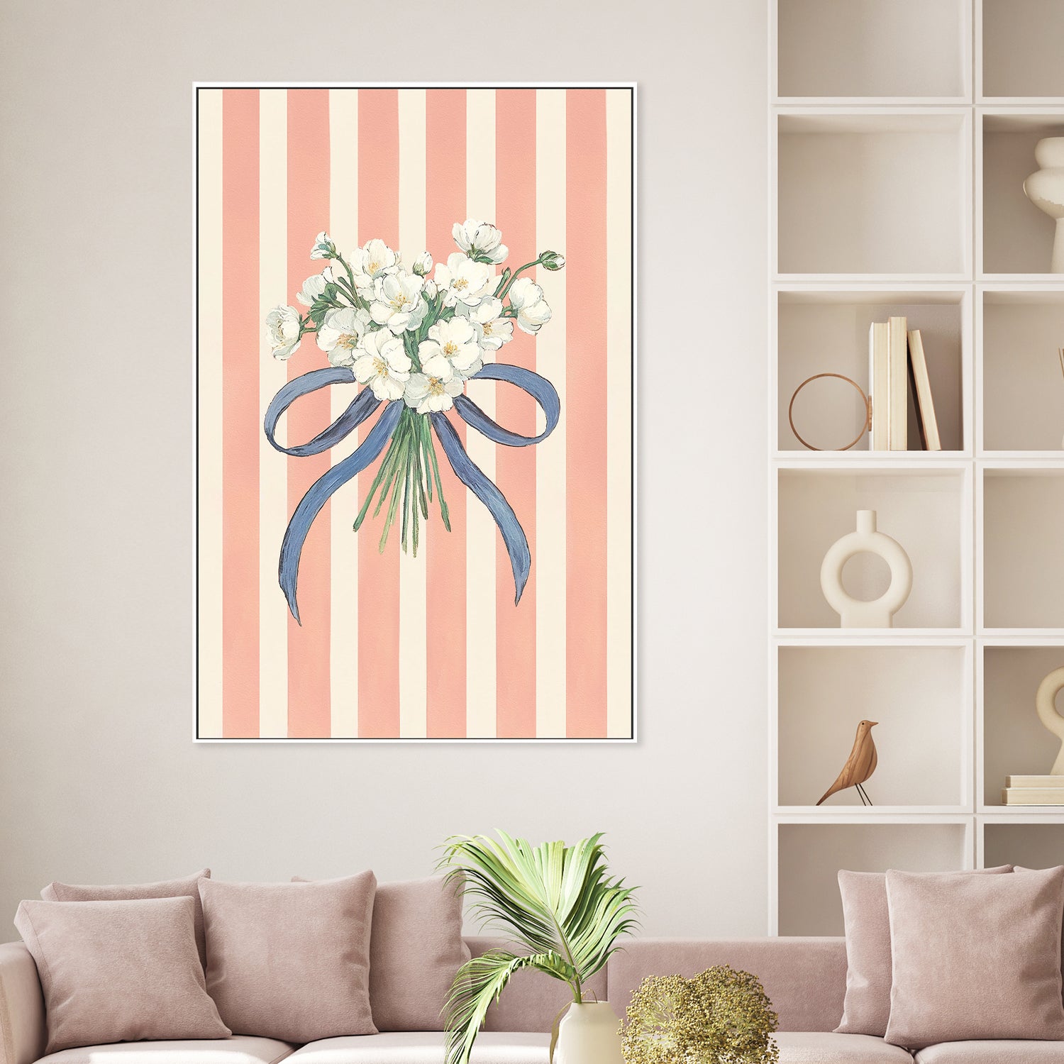 wall-art-print-canvas-poster-framed-Striped Floral Bow , By Lady Hana-2