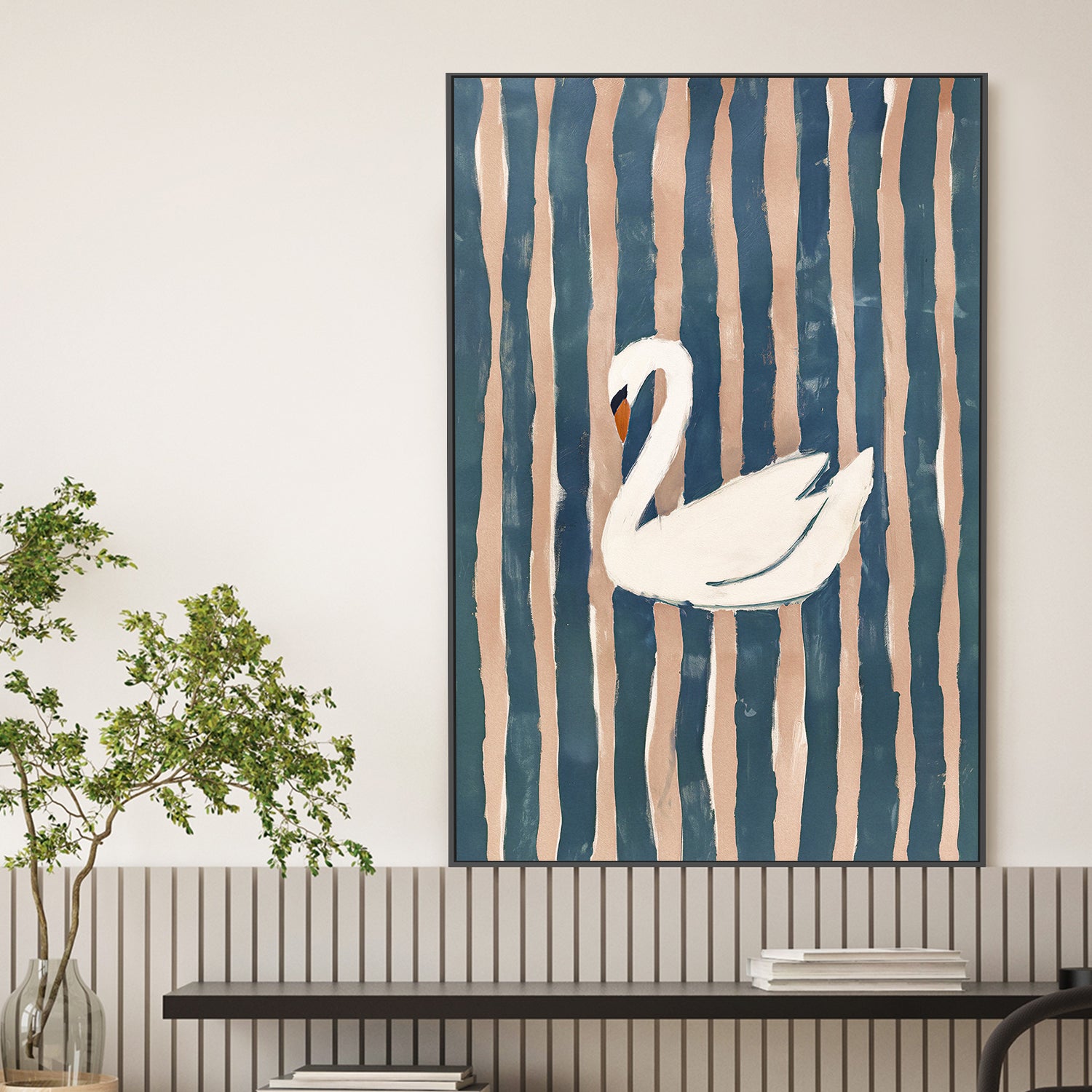 wall-art-print-canvas-poster-framed-Striped Swan, Style B-2
