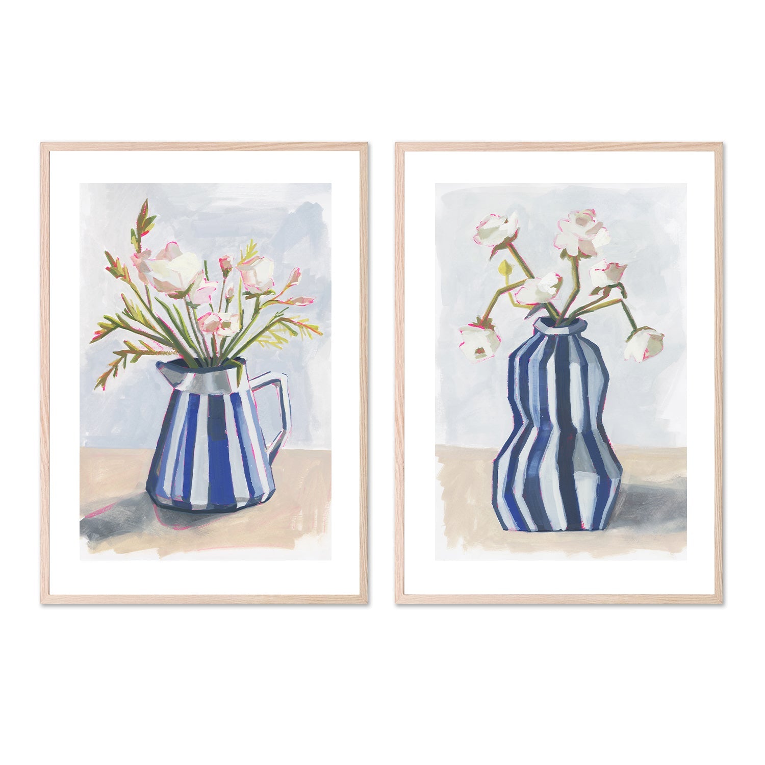 wall-art-print-canvas-poster-framed-Striped Vase, Style A & B, Set Of 2 , By Lucrecia Caporale-6