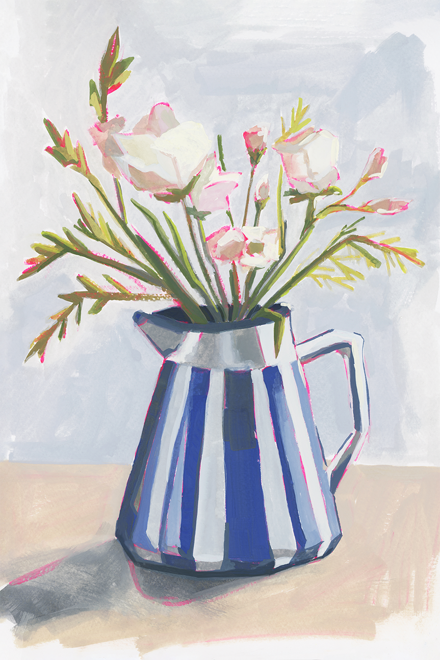 wall-art-print-canvas-poster-framed-Striped Vase, Style A , By Lucrecia Caporale-1