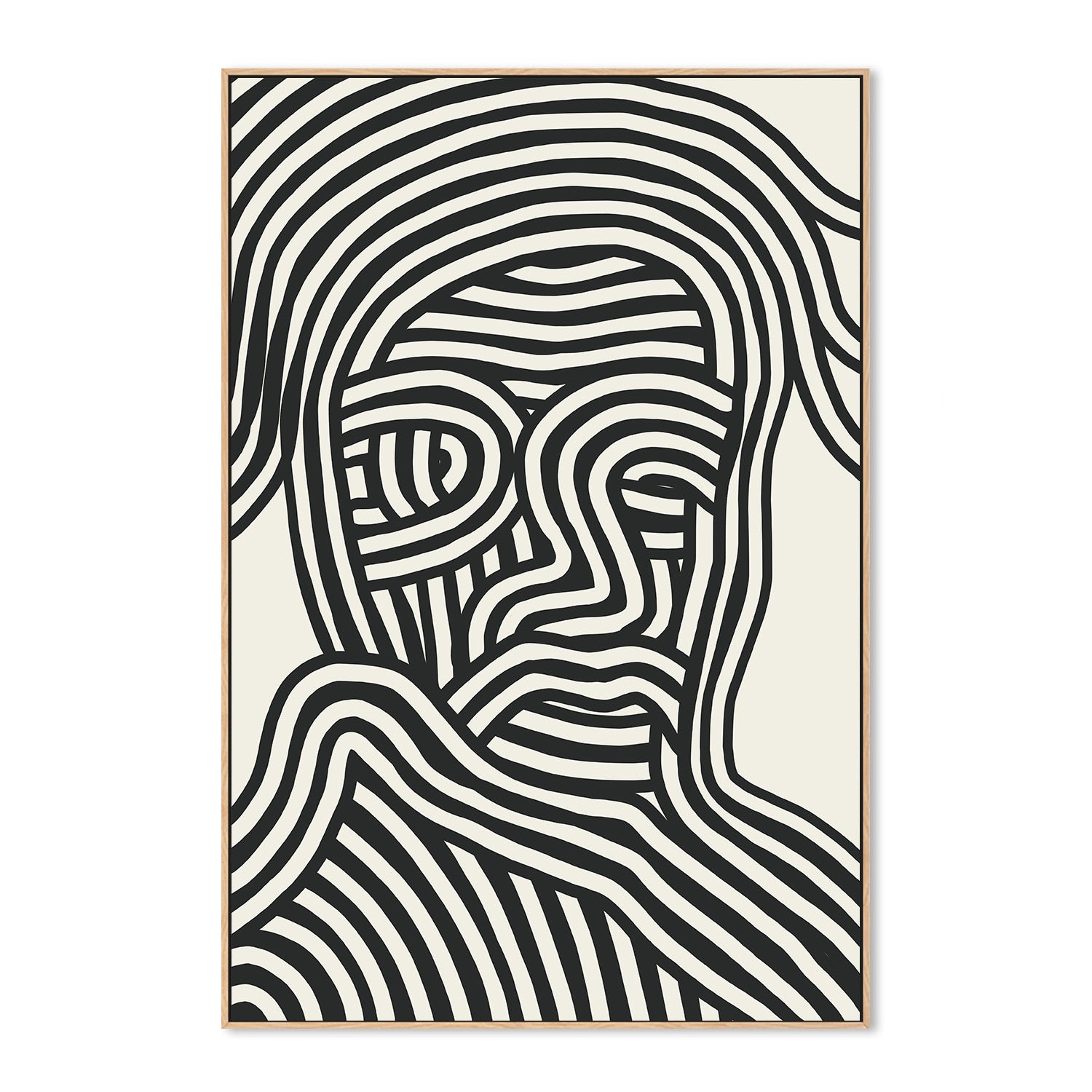 wall-art-print-canvas-poster-framed-Stylized Human Face With Black Stripes-4