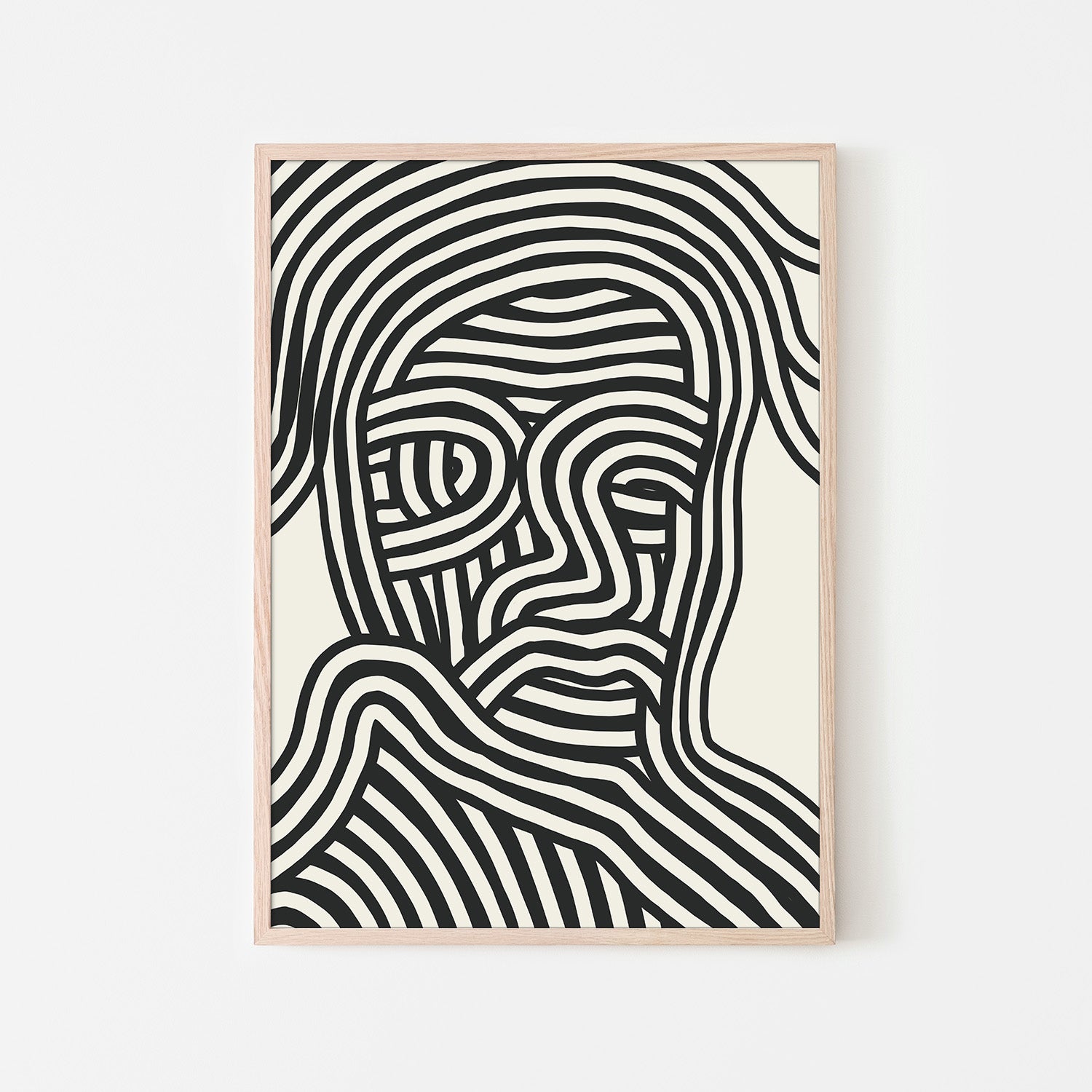 wall-art-print-canvas-poster-framed-Stylized Human Face With Black Stripes-6
