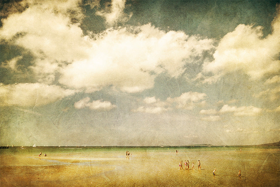 wall-art-print-canvas-poster-framed-Summer Beach Scene with People Playing in Water, Summertide , By Andrew Paranavitana-1