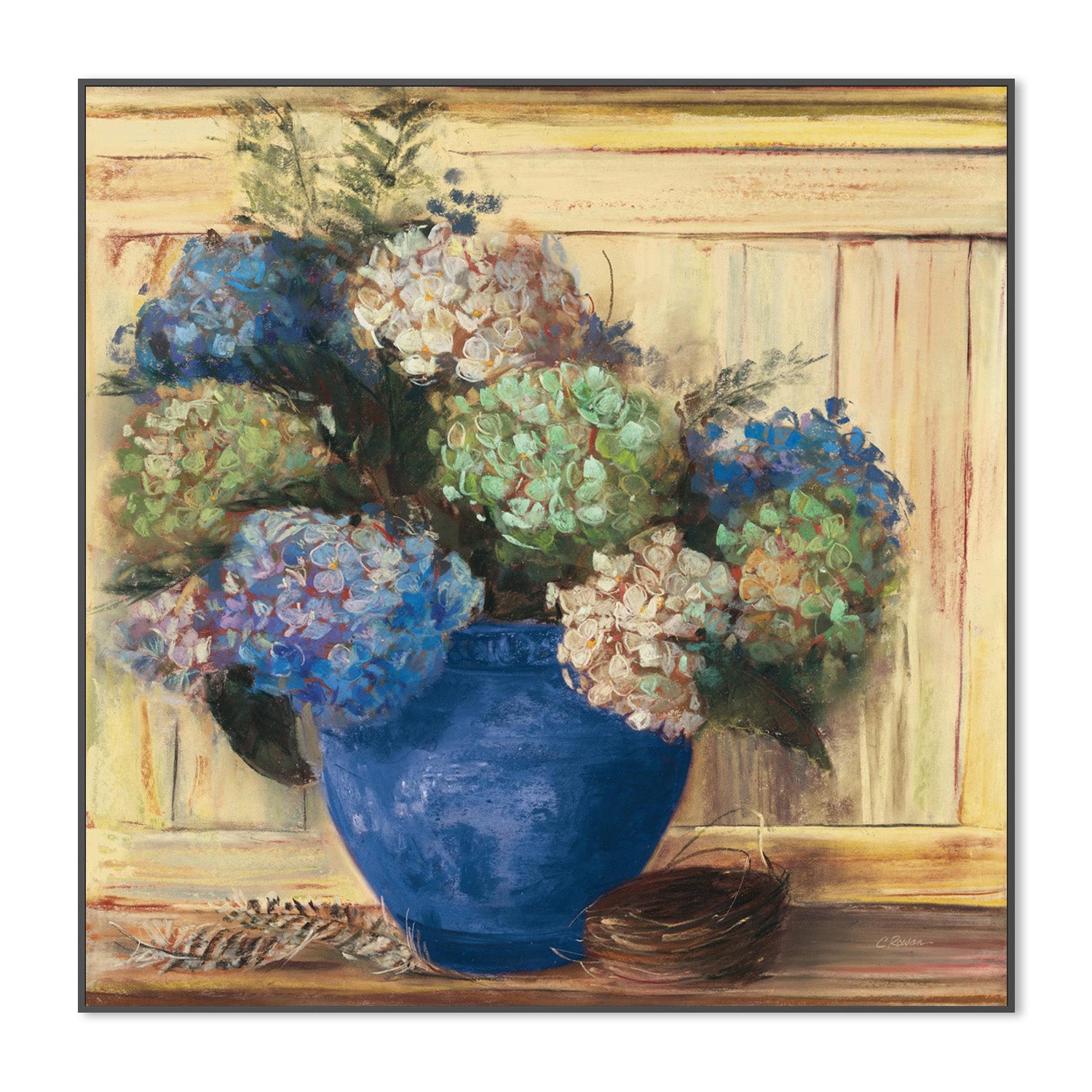 wall-art-print-canvas-poster-framed-Summer Hydrangea Blue Pot-3