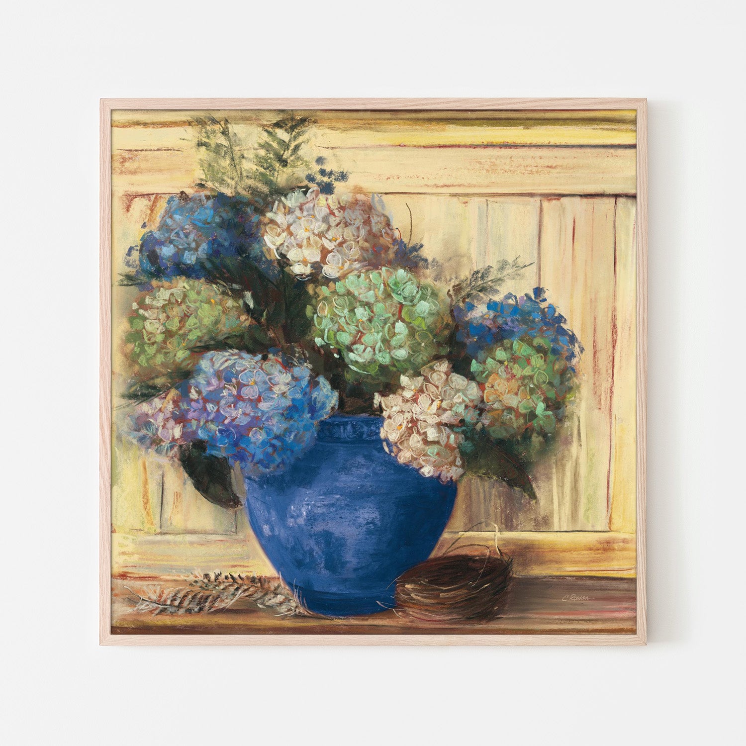 wall-art-print-canvas-poster-framed-Summer Hydrangea Blue Pot-6