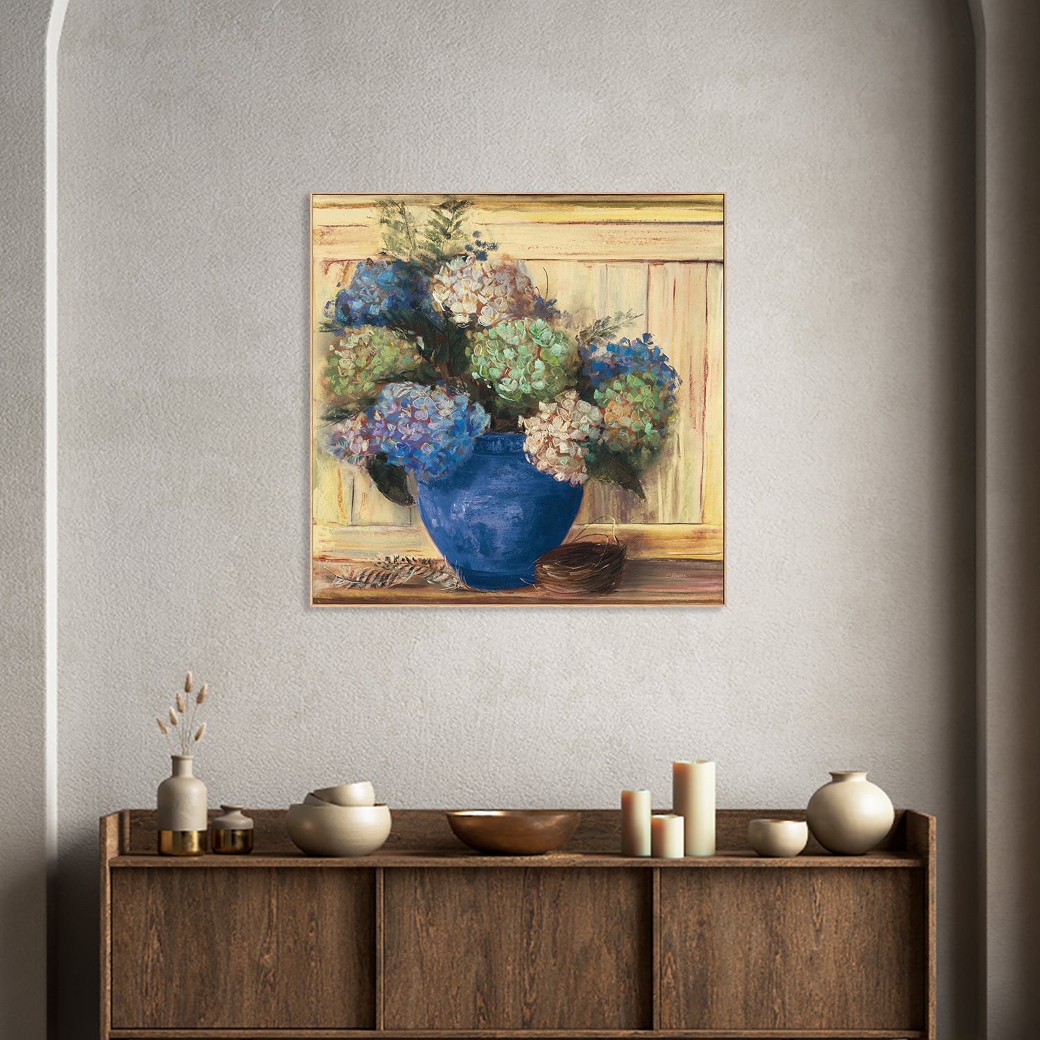 wall-art-print-canvas-poster-framed-Summer Hydrangea Blue Pot-7