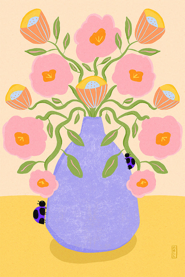 wall-art-print-canvas-poster-framed-Summer Retro Florals-1