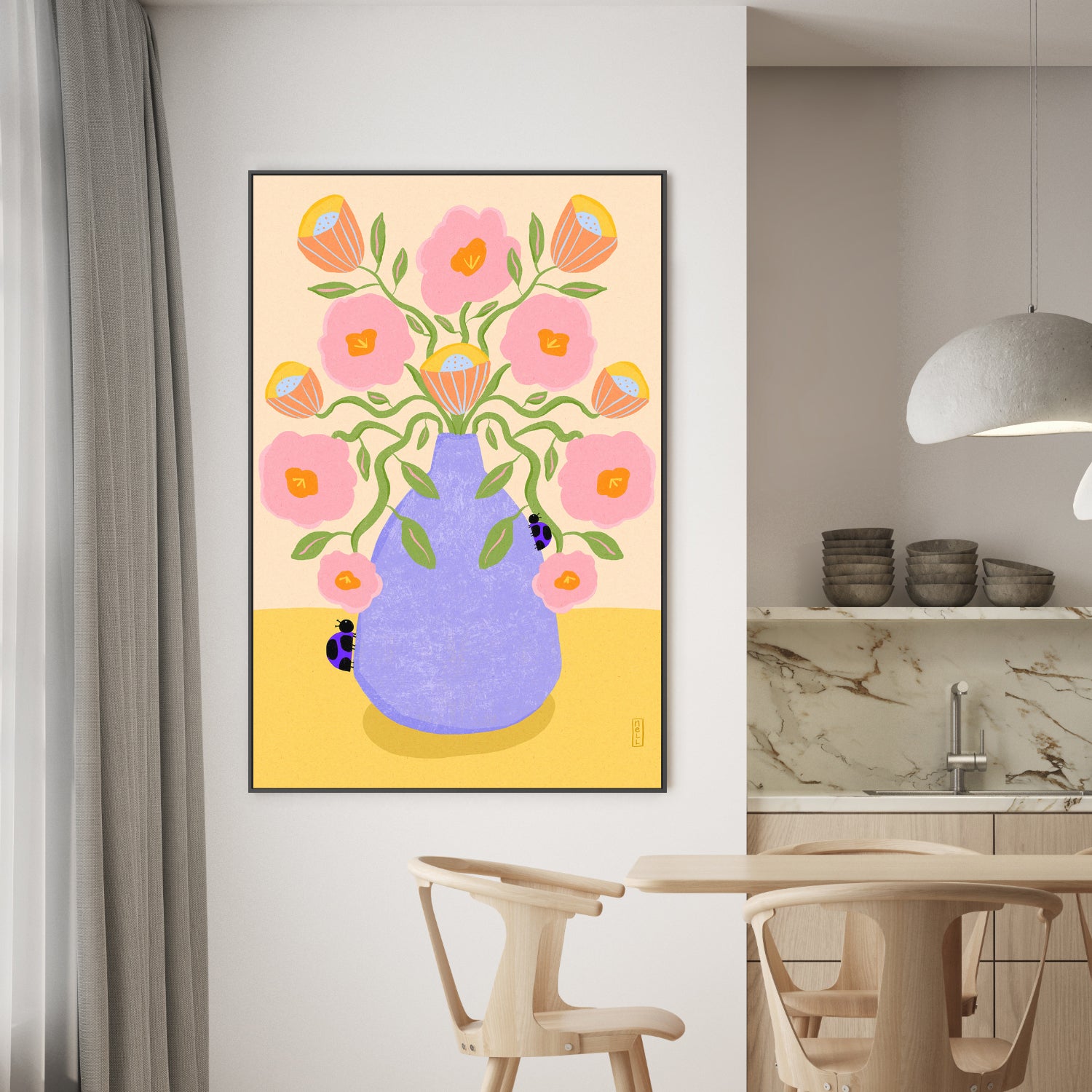 wall-art-print-canvas-poster-framed-Summer Retro Florals-2