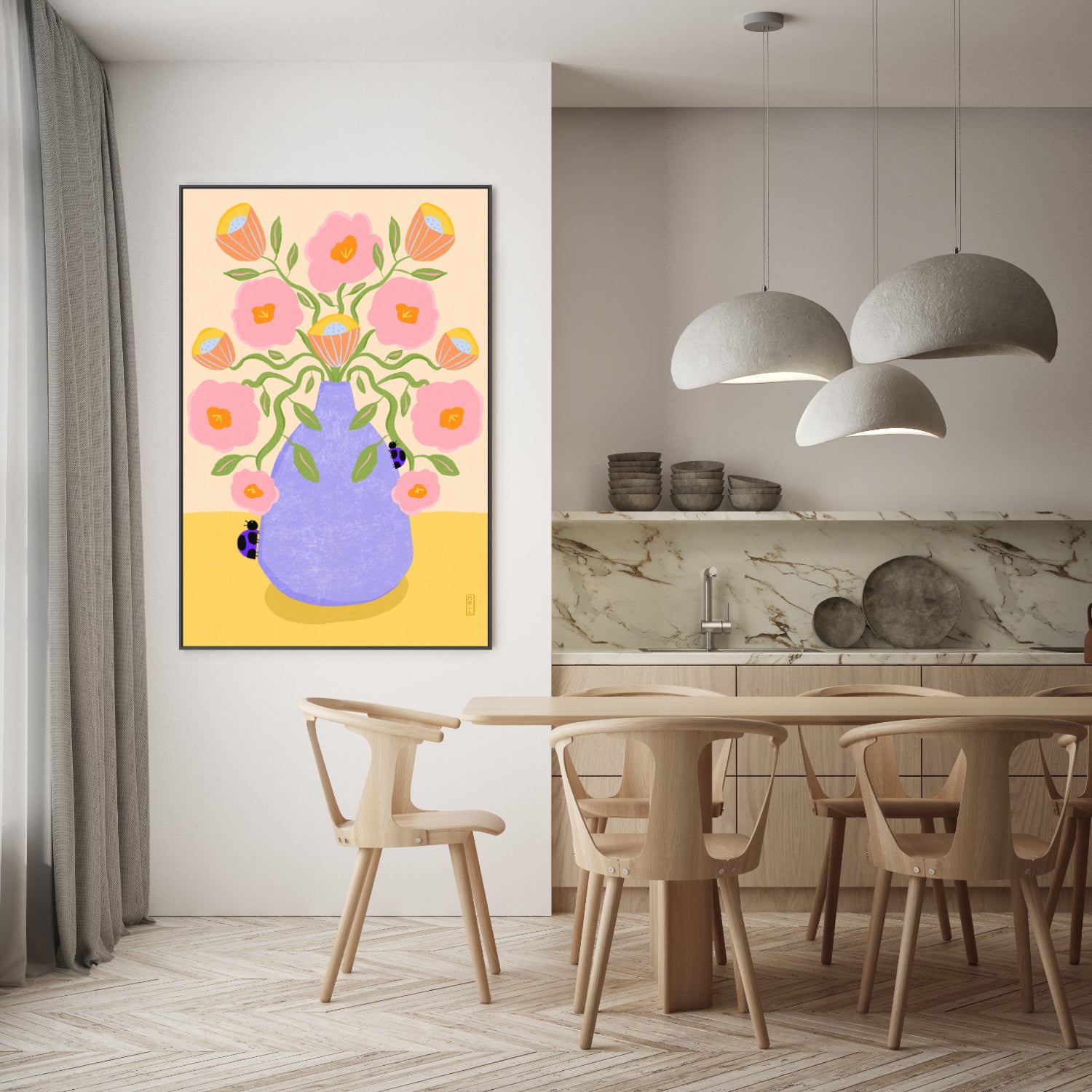 wall-art-print-canvas-poster-framed-Summer Retro Florals-7