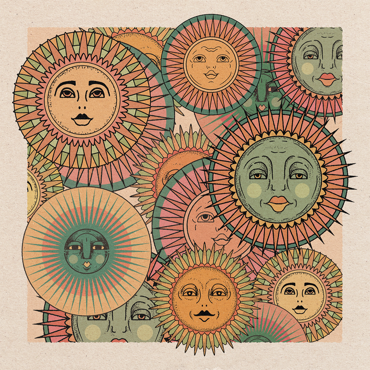 wall-art-print-canvas-poster-framed-Sun Faces , By Cai & Jo-1