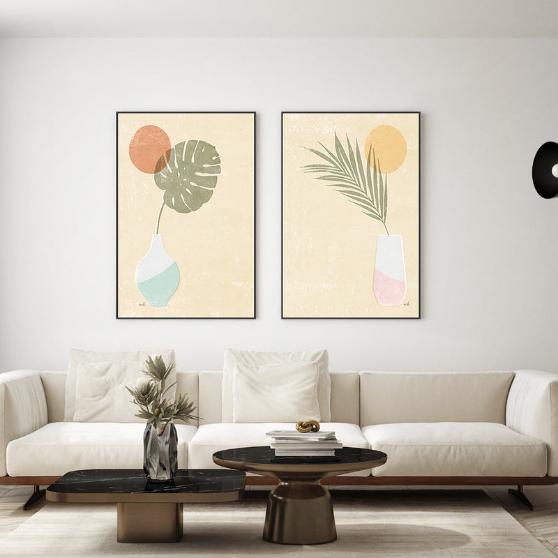 wall-art-print-canvas-poster-framed-Sun Palm, Style A & B, Set Of 2 , By Moira Hershey-GIOIA-WALL-ART