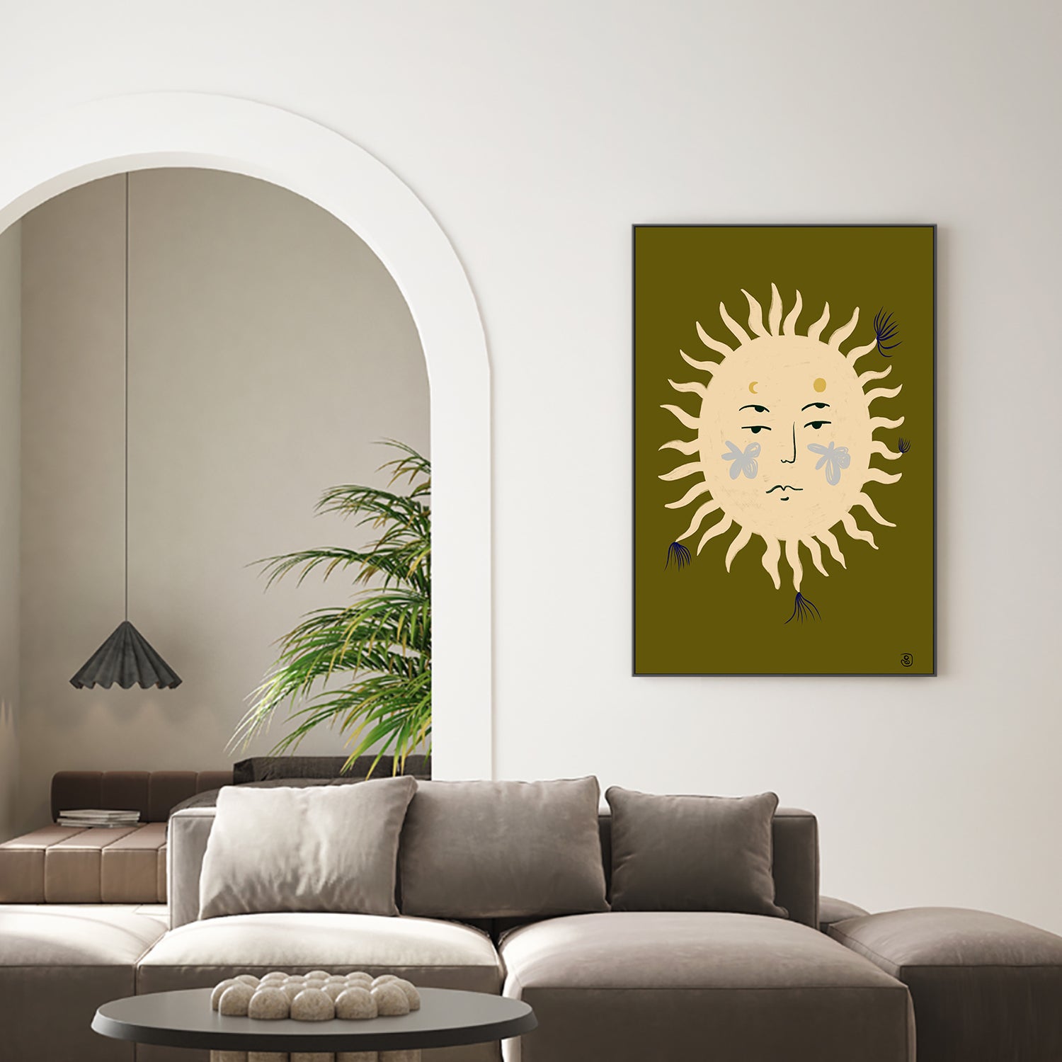 wall-art-print-canvas-poster-framed-Sun&#039;s Serene Face-2