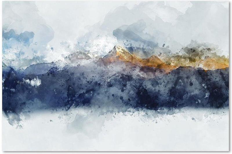 Sunlight Mountains, Abstract Art Wall Art Print Framed Canvas Poster