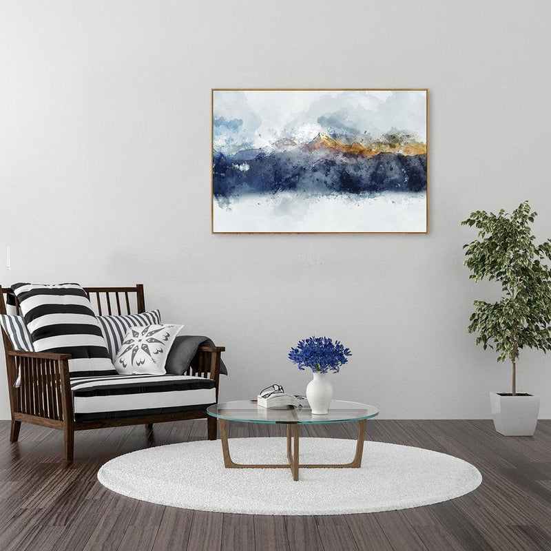 Sunlight Mountains, Abstract Art Wall Art Print Framed Canvas Poster