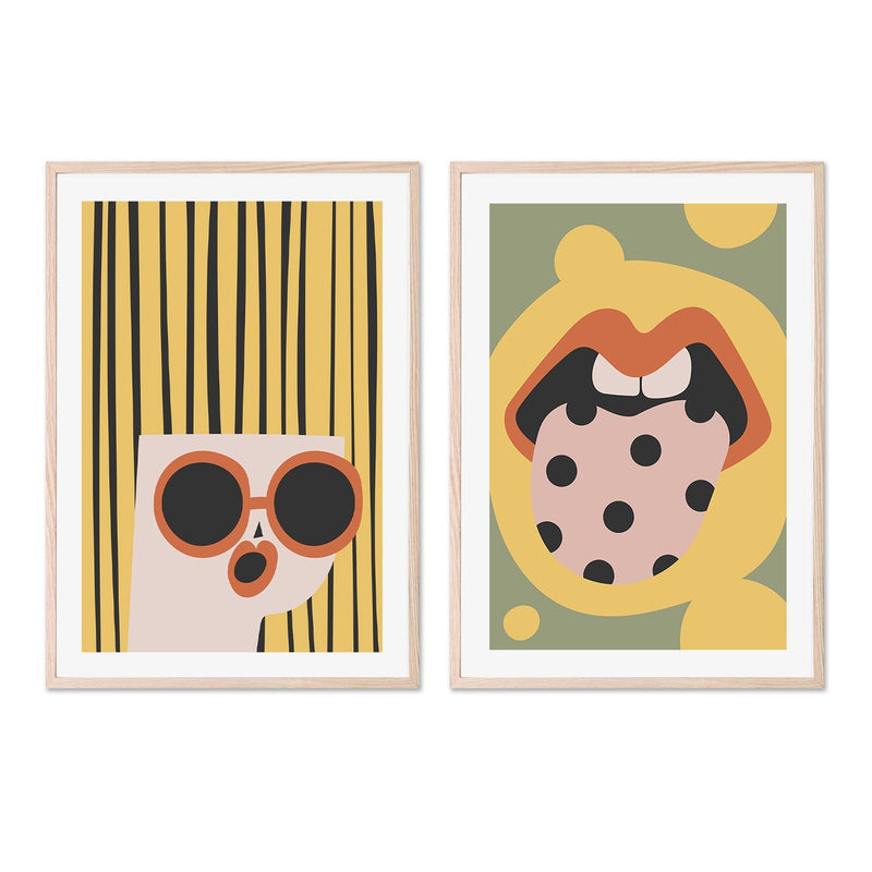 wall-art-print-canvas-poster-framed-Surprise Spotted Tongue, Set of 2-GIOIA-WALL-ART