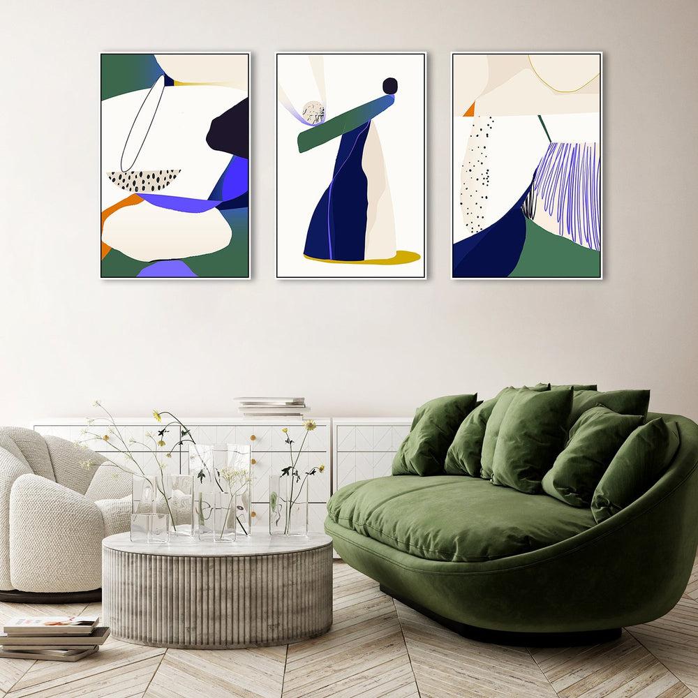 Surreal Abstract, Set Of 3 Wall Art Print Framed Canvas Poster Gioia