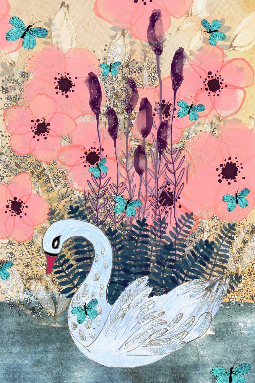 wall-art-print-canvas-poster-framed-Swan , By Tracy Loughlin-1
