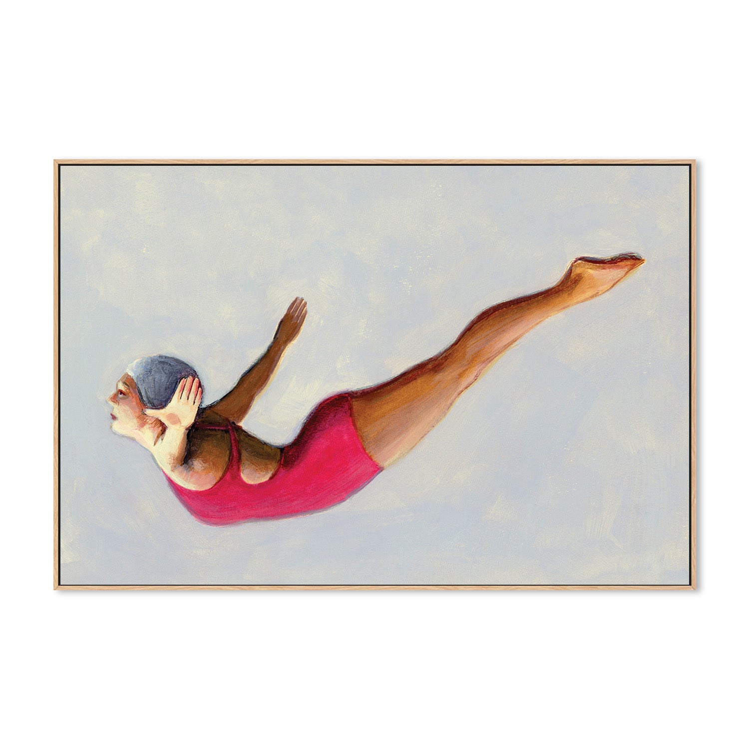 wall-art-print-canvas-poster-framed-Swan Dive in Red Swimsuit-4