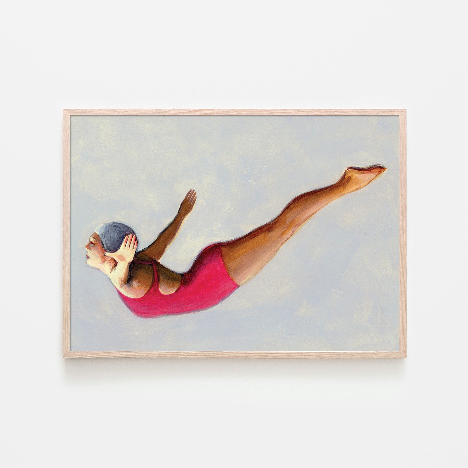 wall-art-print-canvas-poster-framed-Swan Dive in Red Swimsuit-6