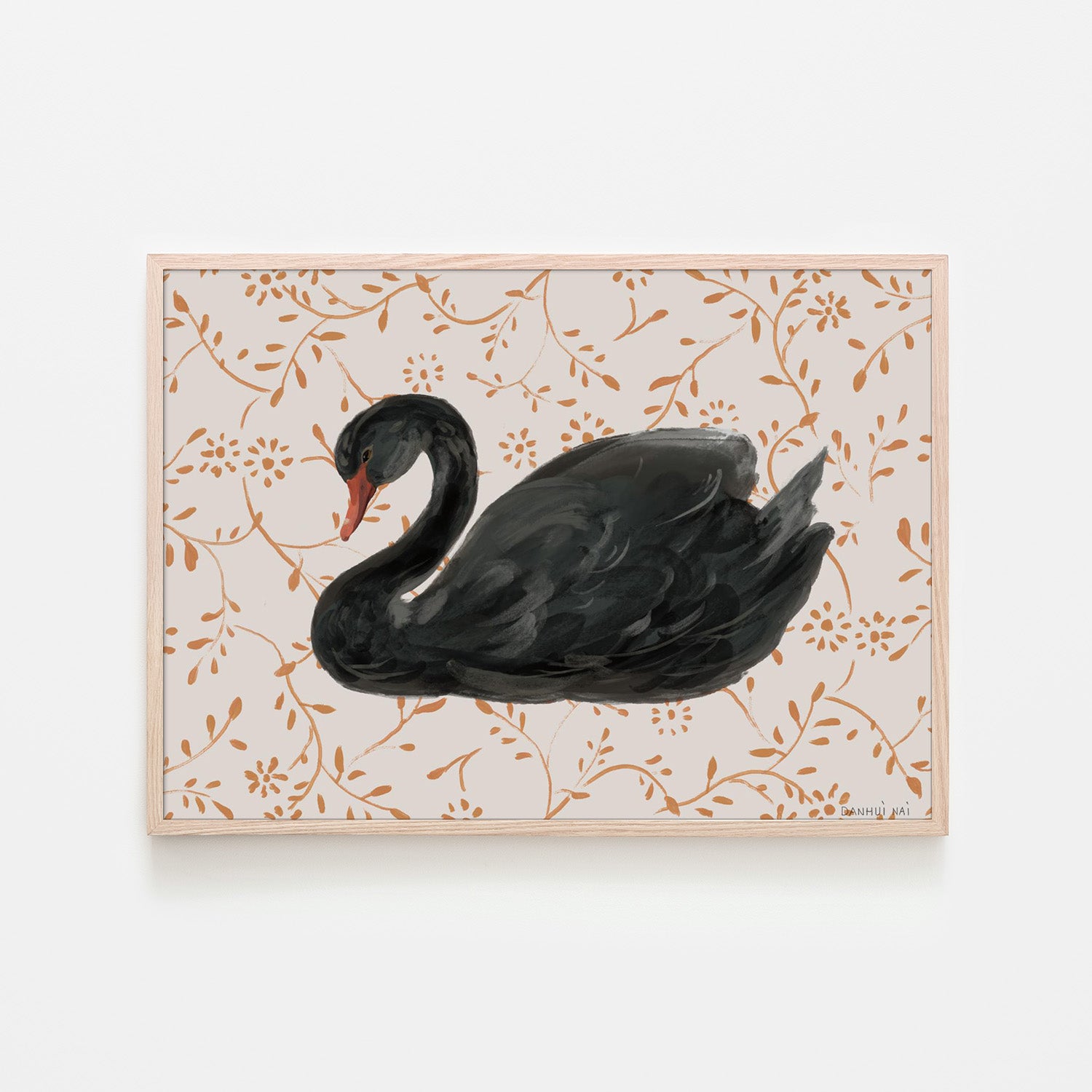 wall-art-print-canvas-poster-framed-Swan Pair Black-6