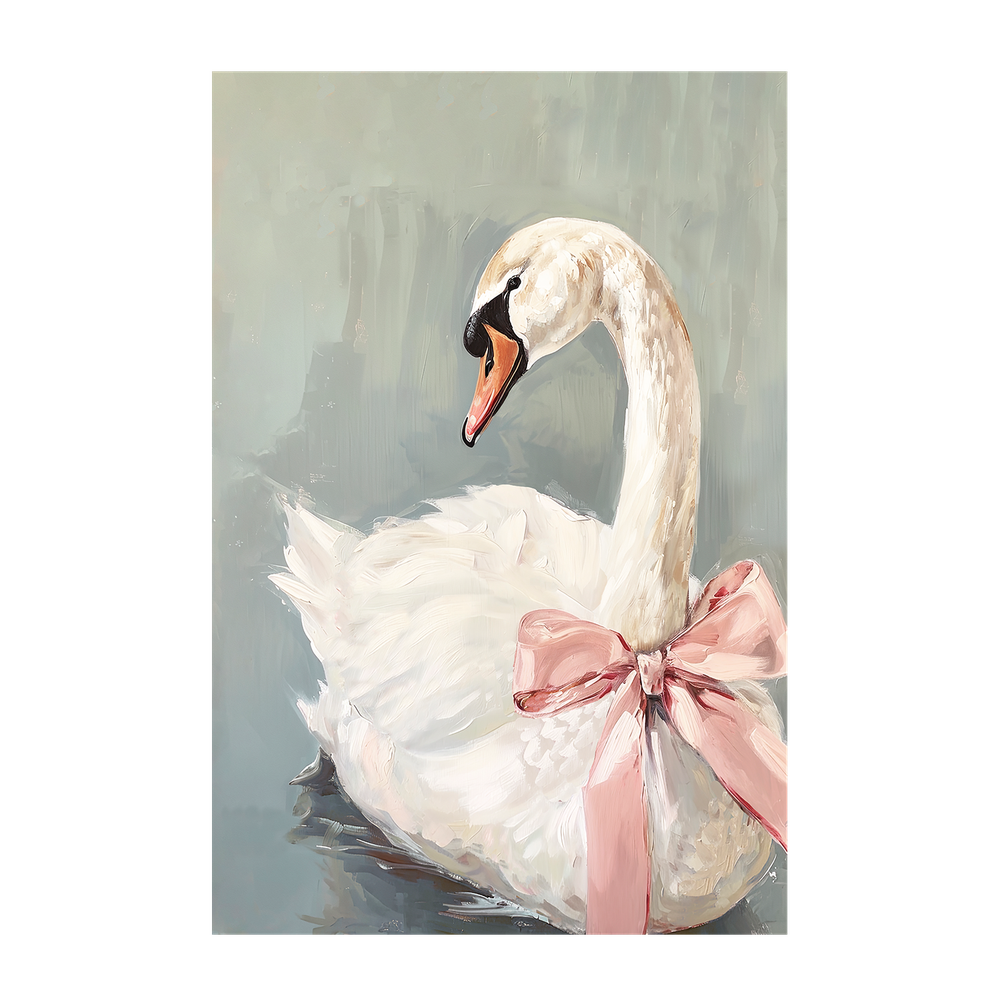 wall-art-print-canvas-poster-framed-Swan & Pink Bow, Set Of 2 , By Lady Hana-7