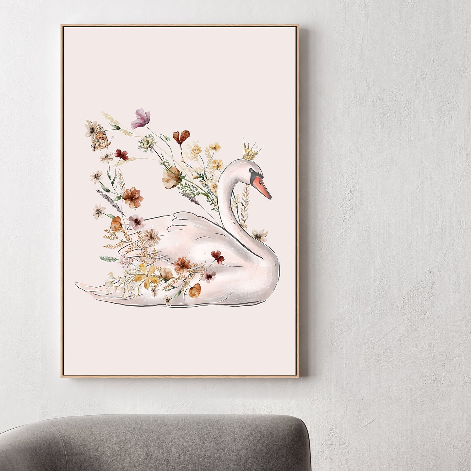 wall-art-print-canvas-poster-framed-Swan, Style A , By At Viv Home Prints-2