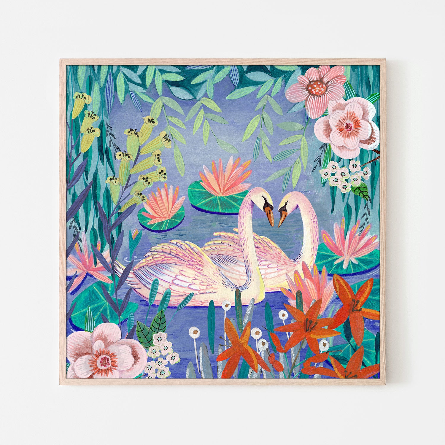 wall-art-print-canvas-poster-framed-Swans swimming in the pound-6